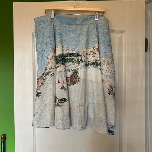 Corey Lynn Calter Blue and Green A-Line Skirt - Picture 2 of 13